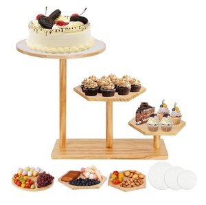 2024 Nueva colección Bodas y fiestas Elegante y elegante Soporte redondo de madera para pasteles Soporte de pastel de madera de acacia para fiesta - Product Image 3
