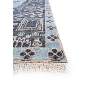 Tapis en laine afghane noué à la main Thyme Blue, motif géométrique, pour salon et couloir - EA-3110, taille 9x12, pour usage domestique - Product Image 4