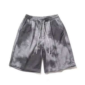 Shorts pour hommes style streetwear délavés à l'acide, taille élastique, séchage rapide, respirants, en coton, motif uni, service OEM disponible - Product Image 3