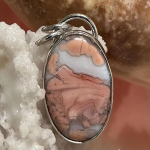 Hecho a mano oro algodón caramelo Rosa ágata colgante plata esterlina Vintage compromiso piedras preciosas naturales joyería elegante versátil - Product Image 1