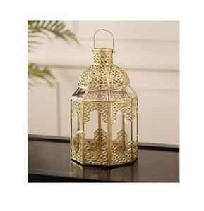 Lanterne marocaine en métal doré, faite à la main, décorative pour la maison, vente en gros à bas prix, lanterne marocaine en métal fabriquée à la main - Product Image 4