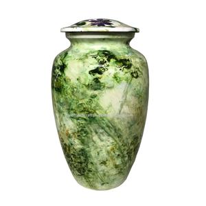 Nouvelle arrivée métal artisanat crémation urne vert et blanc imprimé Design pour les cendres humaines mémorial cendres urne de stockage - Product Image 1