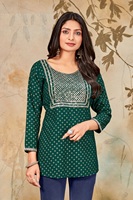 Rayon altın baskı nakış dizisi ile iş Kurtis kadınlar için online satış
