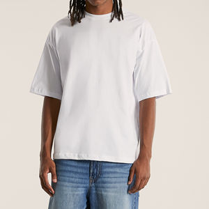 Custom Logo Tee Shirt <b>Men</b> Streetwear Oversize Blank <b>Cropped</b> <b>Top</b> TShirt Heavyweight Cotton Drop Shoulder Boxy Fit T-Shirt for <b>Men</b> - Product Image 3