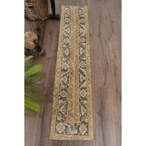 1.3x5.8 ft Turkish Rug, Vintage Runner Rug, <b>Brown</b> Ombr <b>Wool</b> Rug - Product Image 1