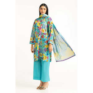 Traje Casual Azul de 3 Piezas con Estampado para Mujer, para Oficina o Temporada de Verano, Decorado con Botones - Product Image 4