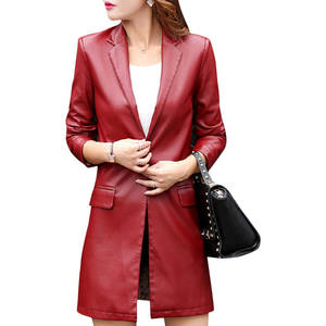 Red Color Premium Made Lambskin Leather Jacket for Women 2023 Customized Breathable High Quality Good Quality Coat - Product Image 1