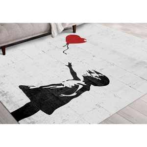 Tapis Banksy Red Balloon : Tapis imprimé style art urbain pour intérieur, tapis fin non tissé - Product Image 4