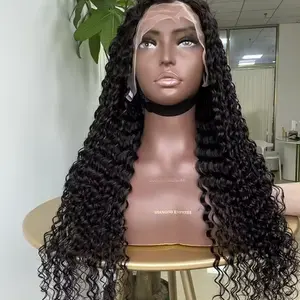 Peruca encaracolada nova para virgens do Vietnã, cabelo humano cru indiano 13x6 HD, peruca frontal de renda, venda em massa, onda de água, peruca encaracolada para virgens vietnamitas