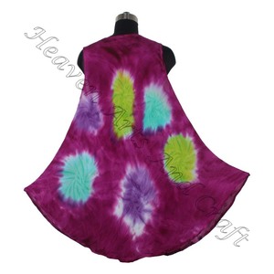 2025 nueva llegada moda cuello redondo Tie Dye rayón señoras volante vestido mujeres Tie Dye Boho gitano vestido rayón ropa de noche vestido - Product Image 6
