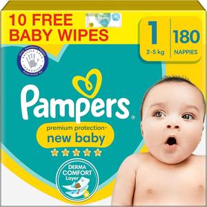 Pampers Premium Protection Nouveau Bébé Taille 1, 180 Couches, 2kg-5kg, - Product Image 4