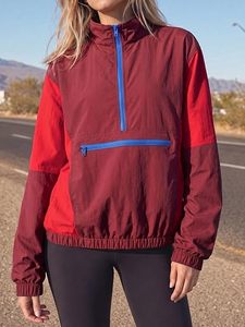 Chaqueta cortavientos con bloques de color para mujer, ligera, con cremallera, para correr, viajar y actividades al aire libre. - Product Image 4