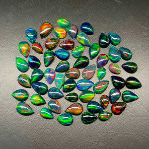 Lote de cabujón de ópalo negro etíope, piedra preciosa suelta en forma de pera de buena calidad - Product Image 4