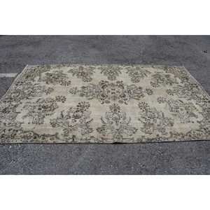 Vintage Turkish Rug 6.2x9.9 ft (189x302 cm), <b>Brown</b> Ikat <b>Wool</b> Rug - Product Image 3