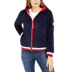 Felpa con cappuccio casual da donna Tommy Hilfiger blu navy in finta sherpa, foderata per l'inverno, con funzione anti-pilling, taglia Small - Product Image 1