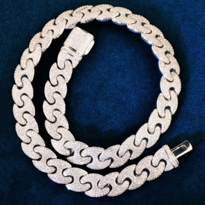 12mm S925 Moissanite Iced Mariner Link Chain-Collar grueso de moissanita para hombres, estilo rapero Hip Hop Collar de diamantes India - Product Image 1