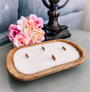 Cuenco Decorativo de Madera para Velas, Cuencos Rectangulares de Madera para Decoración del Hogar, Centro de Mesa Vacío, Cuenco de Madera Natural - Product Image 1