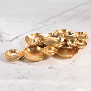 Vaisselle en argent de luxe plat en grappe à plusieurs compartiments pour mariages et hôtels décor de table élégant bols faits à la main - Product Image 4