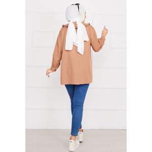 เสื้อคลุมโบว์สีแทนขนาด XL เสื้อสไตล์แฟชั่น - Product Image 1