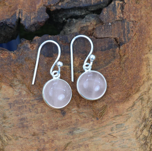 Rose Rose Quartz En Forme De Pierres Précieuses Crochet Boucle D'oreille En Argent Sterling 925 À La Main Christian Bijoux Octobre Mois Pierre De Naissance Cadeau pour - Product Image 3