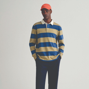 Polo de rugby a rayas para hombre de alta calidad: duradero, cómodo e ideal para ropa informal y estilo Atlético - Product Image 1