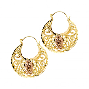 Pendientes cristianos clásicos de dos tonos de alta pulido Madre María, diseño de joyería de moda para mujer, Material de aleación chapado en rodio - Product Image 1