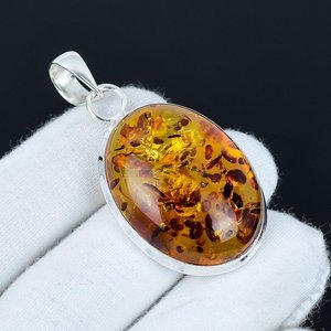 Colgante de Ámbar Báltico Simple, Colgante de Plata de Ley 925, Colgante Hecho a Mano para Mujer, Joyería, Regalo de Aniversario para Ella - Product Image 6