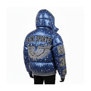 Premium 240GSM Chaqueta acolchada de poliéster Bloque de color Azul marino Rojo Oliva Paneles acolchados Bordado personalizado Logo Chaqueta acolchada para hombre - Product Image 3