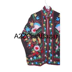 Blouson bomber vintage brodé à la main avec motif floral, en coton tricoté, réversible, écologique, respirant et à séchage rapide - Product Image 2