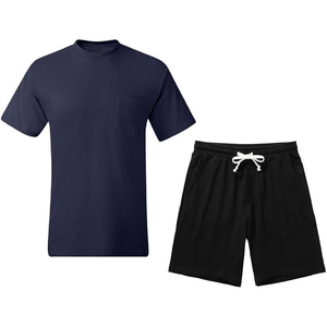 Camiseta y conjunto corto para hombre con gráfico de 2 piezas con lavado de logotipo impreso personalizado de fábrica - Product Image 6