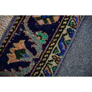 Alfombra Turca Vintage Pequeña de 1.8x3 pies, Alfombra de Lana Azul Verde Estilo Suroeste - Product Image 5