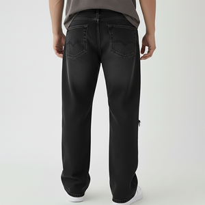 Pantalon en jean slim taille mi-haute pour homme en mélange de coton, tissu premium flexible, coupe ample, en coton épais - Product Image 6