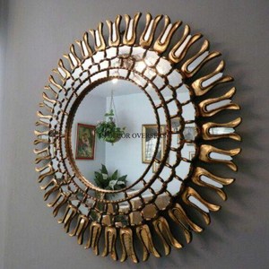 Gorgeous Look Gold Plated Prime Quality Metal Framed Wall Mirror For Home Living Room <b>Decoration</b> Supplies In Impressive Price - Product Image 3