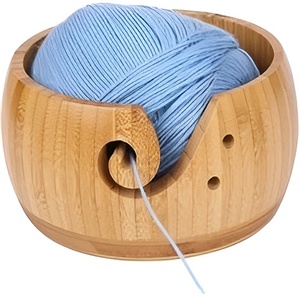 Modern Wooden Yarn <b>Bowl</b> Hand Made by Indian Artisans with Premium Mango Wood for <b>Knitting</b> and Crochet - Product Image 5