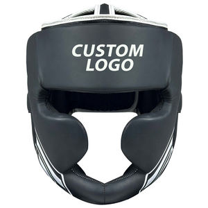 Protège-tête de boxe avec protection menton et joues en cuir PU/véritable, personnalisable, qualité supérieure, durable, doux et confortable - Product Image 1