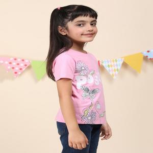 Camiseta de cuello redondo Smart Look 100% algodón para niñas disponible en diferentes métodos de impresión Venta seleccionada a mano camiseta impresa para niñas - Product Image 4