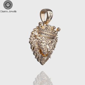 Charm_Jewells Pendentif Tête de Lion Couronnée en Argent 925 Plaqué Or 22K avec Moissanite Micro-Pavé Certifié IGI, Style Hip Hop Unisexe pour Homme - Product Image 6
