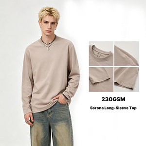 T-shirts pour hommes <span class=keywords><strong>Orona</strong></span> Heavyweight 230gsm, T-shirt à manches longues pour hommes, doux, respectueux de la peau, anti-rides, vêtements de travail, vente en gros - Product Image 2