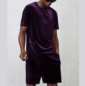 Outdoor Beach Summer Streetwear Mens Sets <b>Black</b> Velour Velvet Tracksuits Twins Sets Breathable Premium Quality Slim fit Twin Set - Product Image 6
