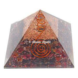Grossiste de pyramides orgones en tourmaline noire avec symbole de vie floral sculpté pour l'énergie de guérison - Product Image 5