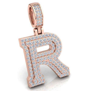 Pendentif Moissanite 3 carats avec initiale R en or blanc - Pendentifs et breloques - Product Image 6