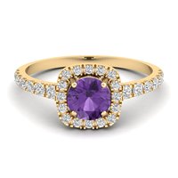 Bague Halo en Argent Sterling 925 avec Améthyste Naturelle et Moissanite Certifiée GRA pour Femme - Prix de Gros REYES