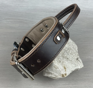 Collar de perro de cuero acolchado con asa, collar de perro, collar de perro hecho a mano Collar de perro de cuero para galgo y Whippet - Product Image 2