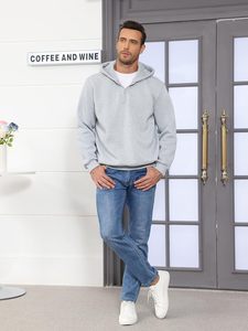 Sweat à capuche zippé quart de tour en polaire pour homme – Chaud, respirant, tricoté, construction durable, style décontracté - Product Image 2