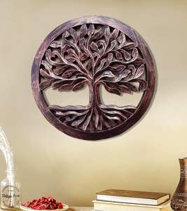 Panneau mural en bois Arbre de Vie - Finition cuivre vieilli - Idéal pour la décoration du salon, de la chambre, du couloir et du bureau - Product Image 1