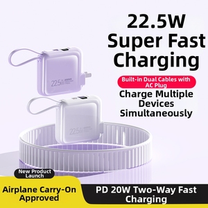 Chargeur portable 2-en-1 ultra-rapide 10000 mAh avec câble Type-C intégré et prise secteur 22,5 W <span class=keywords><strong>pour</strong></span> <span class=keywords><strong>iPhone</strong></span> - Product Image 2