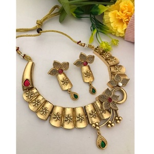 Premium Quality Traditional Wear Necklace <b>Set</b> with <b>Earrings</b> <b>Gold</b> Necklace Women's Jewelry for Wedding Wear For Women - Product Image 1