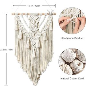 Macramé tejido colgante de pared Boho Chic arte de pared geométrico para apartamento y decoración del hogar estilo bohemio macramé decoración de pared - Product Image 3