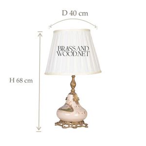 Antique Brass Decorative <b>Table</b> <b>Lamp</b> with Porcelain Base, Classic Fabric <b>Shade</b>, and Artistic Hand Painted Design - Product Image 3
