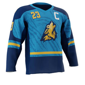 Vente en gros de maillot de hockey sur glace à sublimation personnalisé vêtements de sport durables en polyester à manches longues pour hommes séchage rapide respirant 220g - Product Image 1